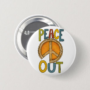 Chapa Redonda De 5 Cm Pie de calabaza de la salida de la paz