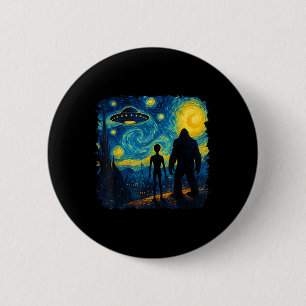 Chapa Redonda De 5 Cm Pie Grande Alien Ovni Van Gogh Noche Estrellada Sa