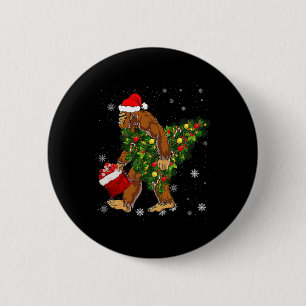Chapa Redonda De 5 Cm Pie grande con árbol de navidad Sasquatch Creyente