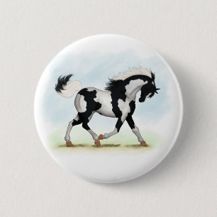 Chapa Redonda De 5 Cm Piebald Overo Pinto Horse