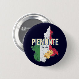 Chapa Redonda De 5 Cm Piedmont Italia Retro Región Mapa Pasta de cosecha