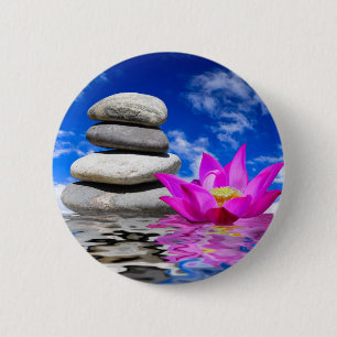 Chapa Redonda De 5 Cm Piedras de la roca de la terapia y flor de Lotus