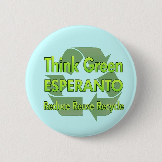 Chapa Redonda De 5 Cm Piense el esperanto verde (Anverso)