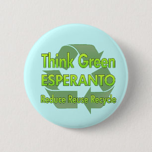 Chapa Redonda De 5 Cm Piense el esperanto verde