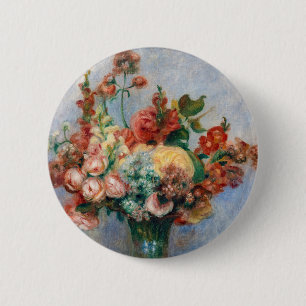Chapa Redonda De 5 Cm Pierre-Auguste Renoir - Flores en un jarrón