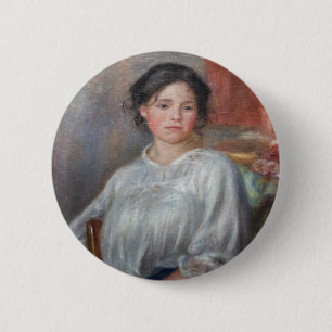Chapa Redonda De 5 Cm Pierre-Auguste Renoir - Mujer joven sentada
