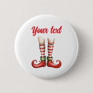Chapa Redonda De 5 Cm Pies de Elfo de Navidad Personalizados de Moda