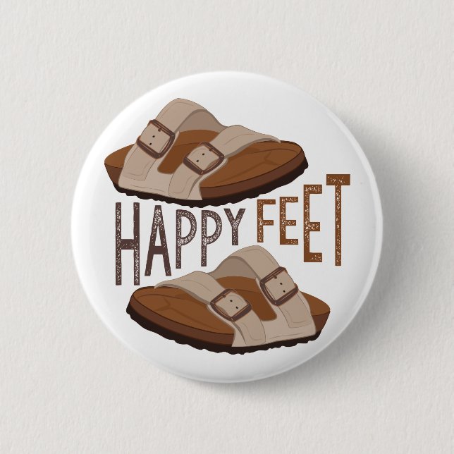 Chapa Redonda De 5 Cm Pies felices (Anverso)