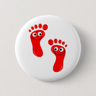 Chapa Redonda De 5 Cm Pies rojos felices