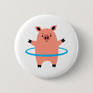 Chapa Redonda De 5 Cm Pig Hula Hoop