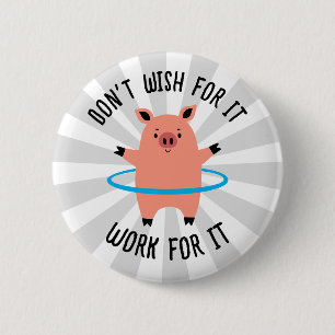 Chapa Redonda De 5 Cm Pig Hula Hoop