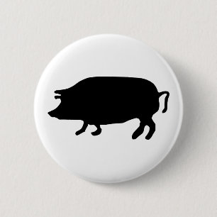 Chapa Redonda De 5 Cm Pig Silhouette