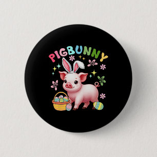 Chapa Redonda De 5 Cm Pigbunny Cerdito Lindo Disfraz de Conejo Cazando H