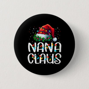 Chapa Redonda De 5 Cm Pijama de luces de Navidad Nana Claus para familia