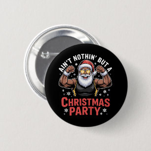 Chapa Redonda De 5 Cm Pijama de Navidad de Papá Noel afroamericano