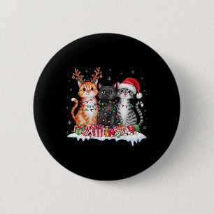 Chapa Redonda De 5 Cm Pijama de Santa Gato Luz de Navidad Reno Precioso