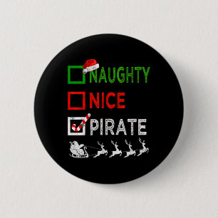 Chapa Redonda De 5 Cm Pijama divertido de Navidad del pirata travieso bu