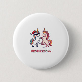 Chapa Redonda De 5 Cm Pijama familiar a juego de Unicornio Hermano-maíz