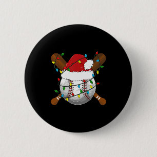 Chapa Redonda De 5 Cm Pijamas divertidas de béisbol de Navidad para fami