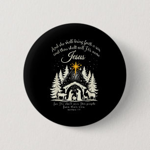 Chapa Redonda De 5 Cm Pijamas familiares de Jesús cristiano Navidad Xmas