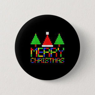 Chapa Redonda De 5 Cm Pijamas Feliz Navidad Bloques Amantes de la Constr