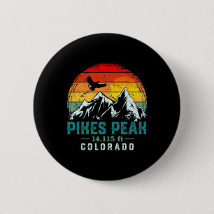 Chapa Redonda De 5 Cm Pikes Peak angustiado montaña Colorado Retro Hiki