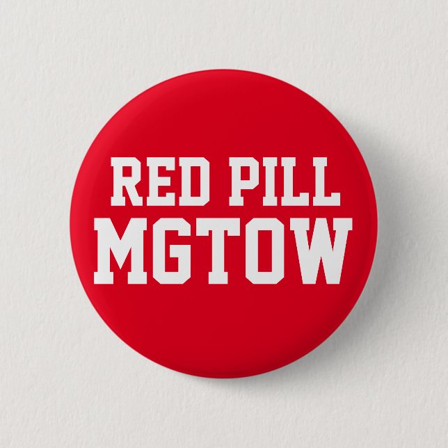 Chapa Redonda De 5 Cm Píldora roja MGTOW (Anverso)
