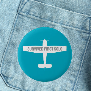 Chapa Redonda De 5 Cm Piloto Estudiante Primer Vuelo Solo Avión Divertid