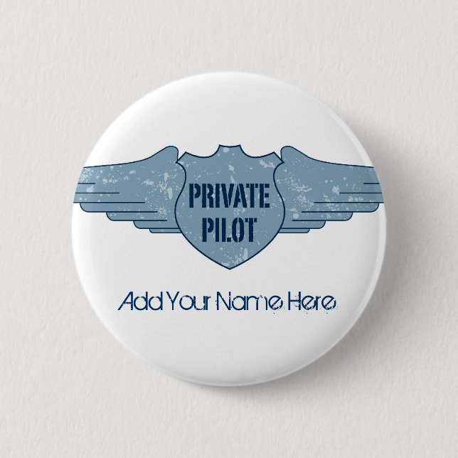 Chapa Redonda De 5 Cm Piloto privado Blue Wings (Anverso)