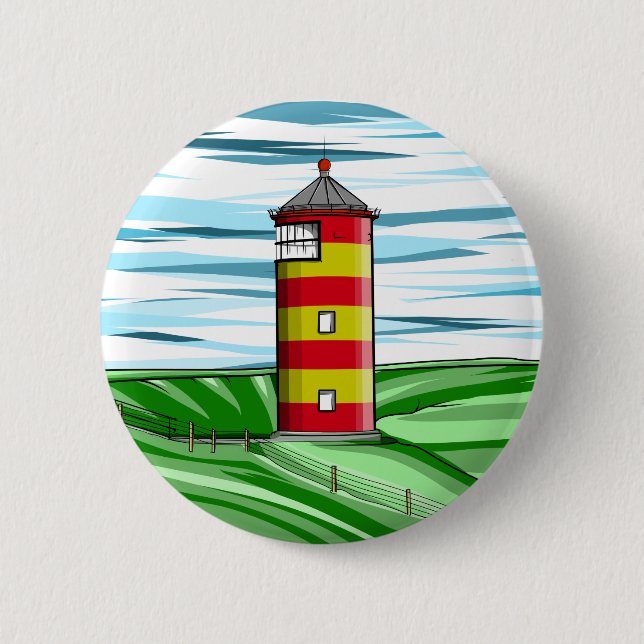 Chapa Redonda De 5 Cm Pilsum Lighthouse Pilsumer Leuchtturm (Anverso)