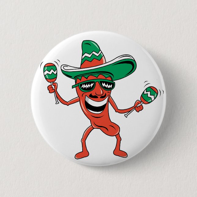 Chapa Redonda De 5 Cm Pimienta de chile del baile (Anverso)
