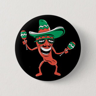 Chapa Redonda De 5 Cm Pimienta fiesta en Sombrero con Maracas