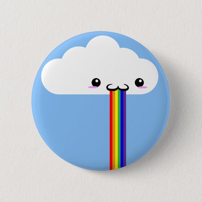 Chapa Redonda De 5 Cm Pin arcoiris que bombea en la nube (Anverso)