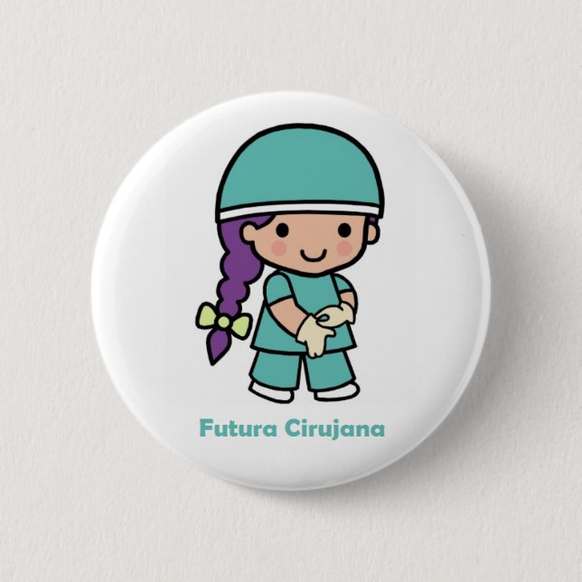 Chapa Redonda De 5 Cm Pin cirujana (Anverso)