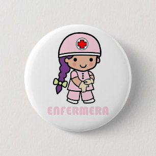 Chapa Redonda De 5 Cm Pin con dibujo de enfermera