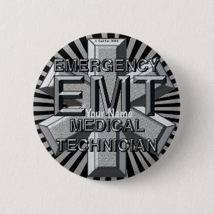 Chapa Redonda De 5 Cm pin con logotipo Gris EMT