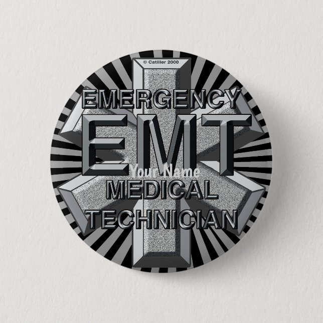 Chapa Redonda De 5 Cm pin con logotipo Gris EMT (Anverso)