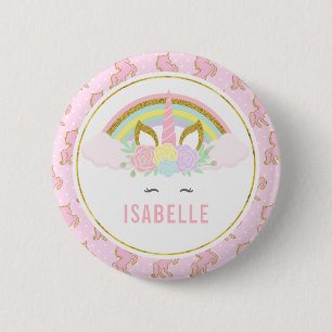 Chapa Redonda De 5 Cm Pin conocido del fiesta del unicornio del arco