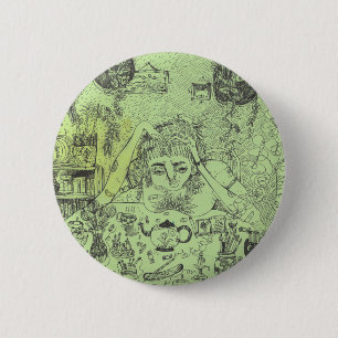 Chapa Redonda De 5 Cm Pin contemplativo de la bruja