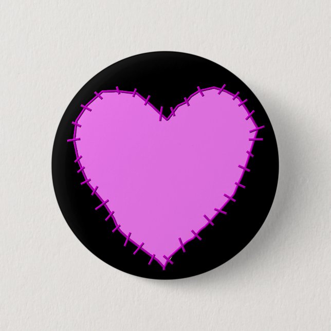 Chapa Redonda De 5 Cm Pin cosido KRW del corazón (Anverso)