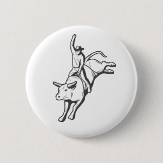 Chapa Redonda De 5 Cm Pin de arte de línea minimalista de jinete de toro