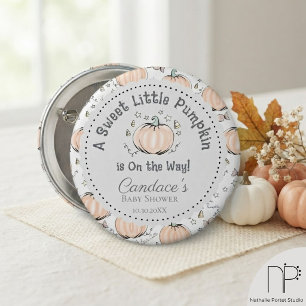 Chapa Redonda De 5 Cm Pin de Baby Shower de Pequeña Calabaza de Otoño