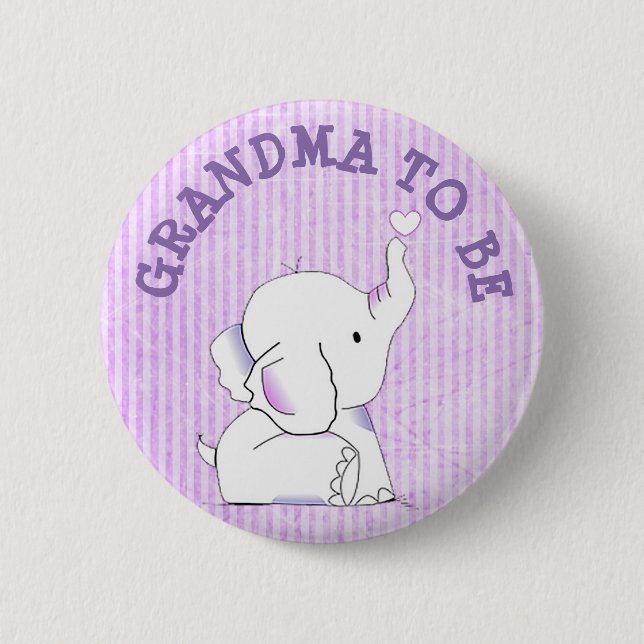 Chapa Redonda De 5 Cm Pin de Baby Shower del elefante de Purple Heart (Anverso)