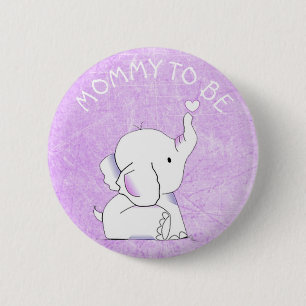 Chapa Redonda De 5 Cm Pin de Baby Shower del elefante de Purple Heart