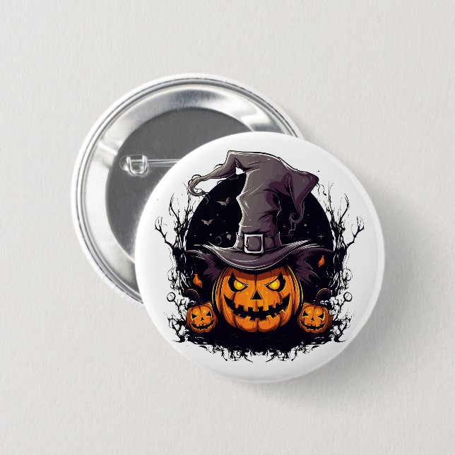Chapa Redonda De 5 Cm Pin de calabaza de Halloween (Anverso y reverso)