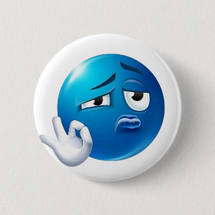 Chapa Redonda De 5 Cm Pin de Emoji Azul Triste Divertido - Broche de Exp
