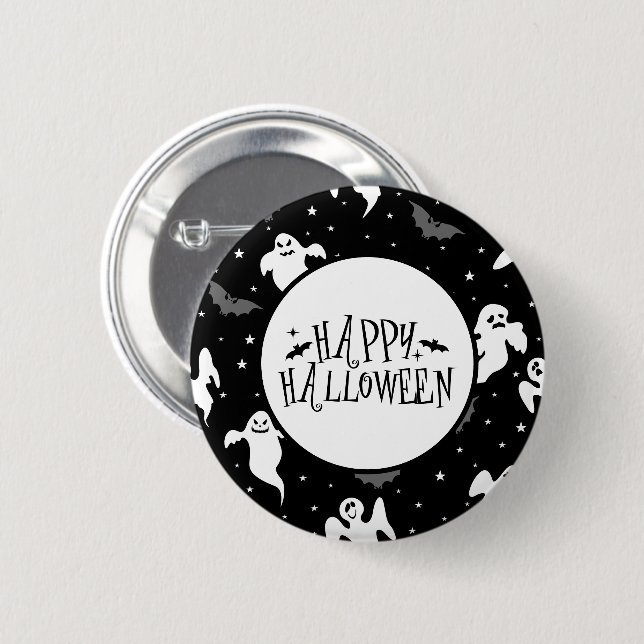 Chapa Redonda De 5 Cm Pin de fantasma de Halloween (Anverso y reverso)