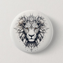 Chapa Redonda De 5 Cm Pin de Ilustracion de cabeza de león geométrico
