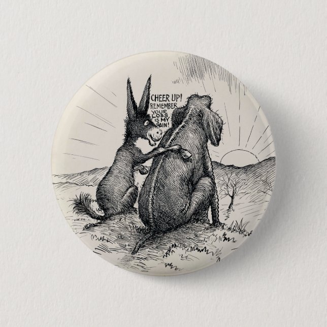 Chapa Redonda De 5 Cm Pin/de la elección del elefante del burro (Anverso)