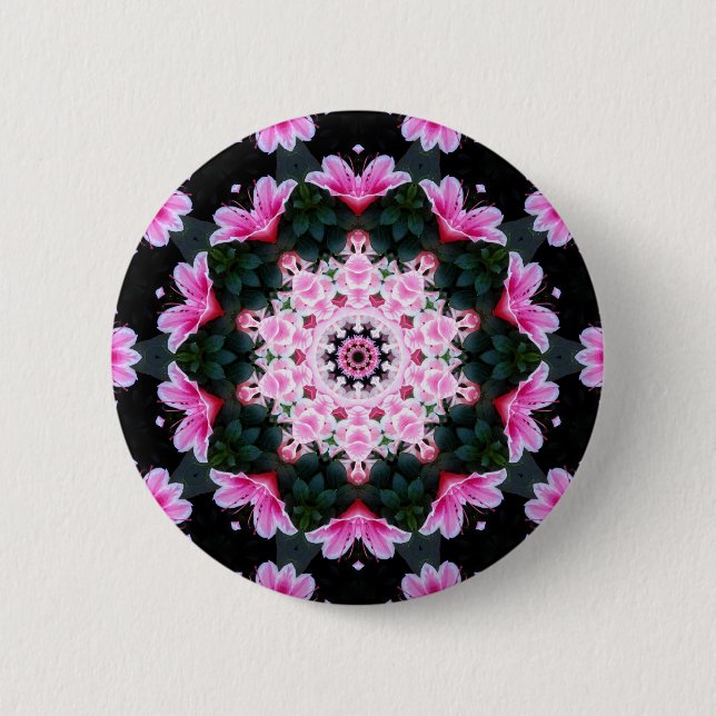 Chapa Redonda De 5 Cm Pin de la mandala de la flor (Anverso)
